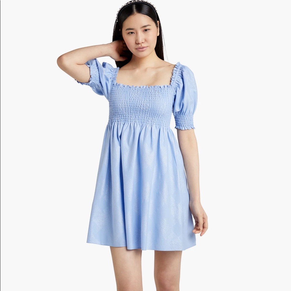 Hill House Home Athena Nap Dress Light Blue Glitter Check